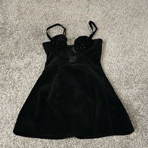 Rose bust ultra mini black dress